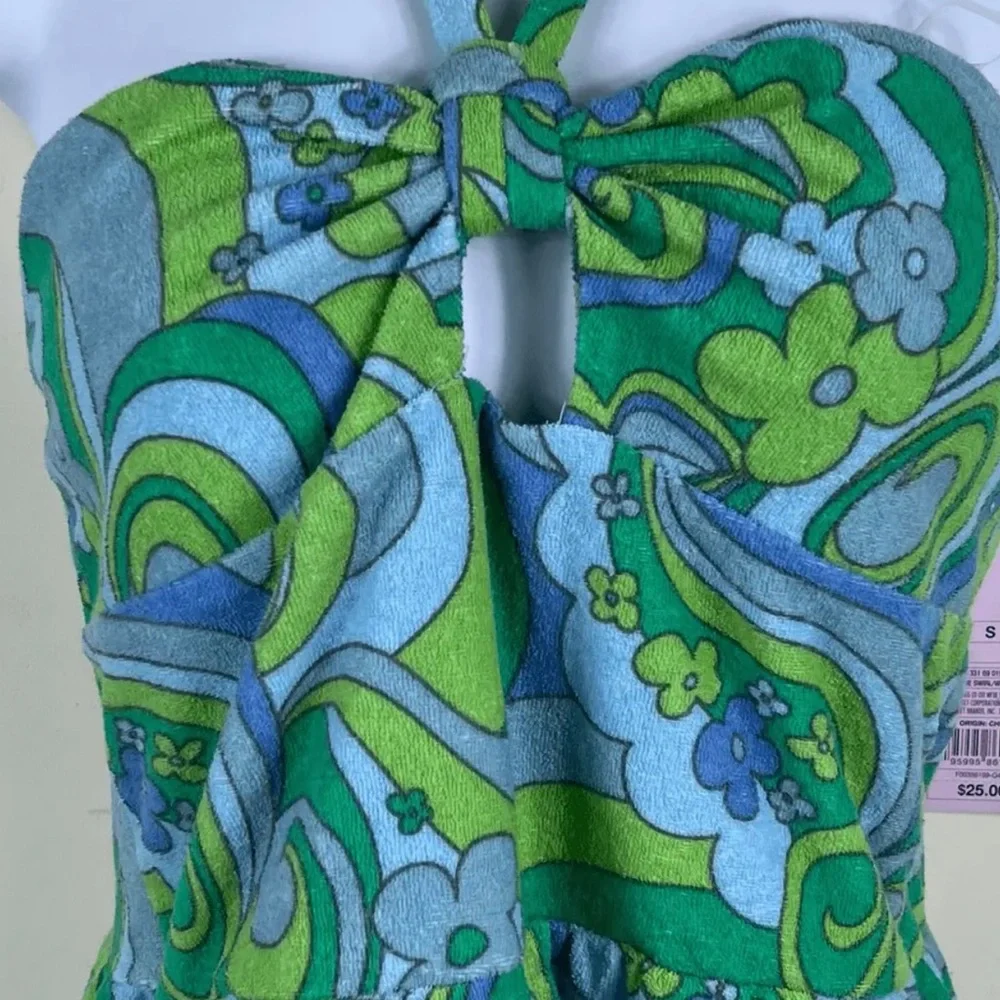 Wild Fable Women's Swirl Sleeveless Halter Tie Towel Terry Romper Size XS - Picture 5 of 6